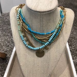 Stella & Dot Blue and gold layered necklace.